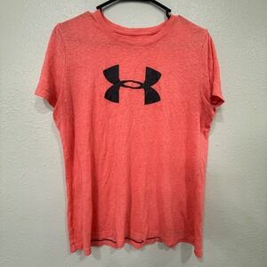 Under Armour Heatgear Semi Fitted Coral‎ Logo T Shirt Women's Large